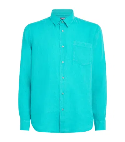 Vilebrequin Linen Caroubis Shirt In Green