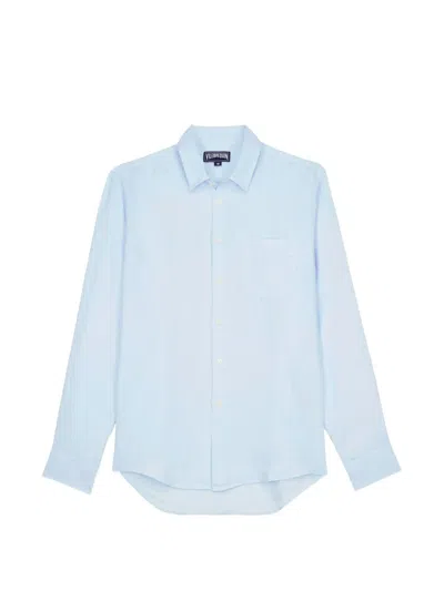Vilebrequin Linen Chest-pocket Shirt In Blue
