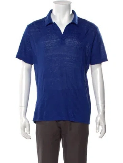 Pre-owned Vilebrequin Linen Collar Polo Shirt In Blue