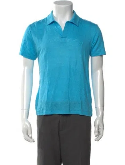 Pre-owned Vilebrequin Linen Collar Polo Shirt In Blue