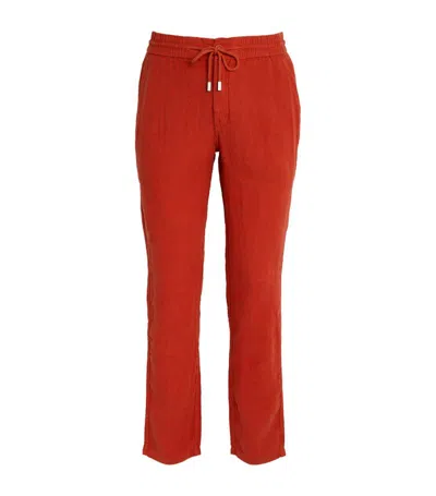 Vilebrequin Linen Drawstring Trousers In Red