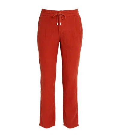 Vilebrequin Linen Drawstring Trousers In Red