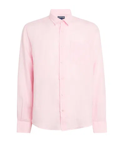 Vilebrequin Linen Embroidered Caroubis Shirt In Pink