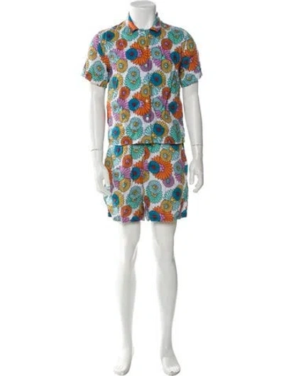 Pre-owned Vilebrequin Linen Floral Print Pajama Set In White