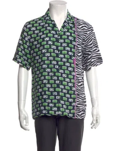 Pre-owned Vilebrequin Linen Graphic Print Shirt In Green