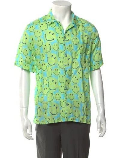 Pre-owned Vilebrequin Linen Graphic Print Shirt In Green