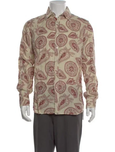 Pre-owned Vilebrequin Linen Graphic Print Shirt In Neutral