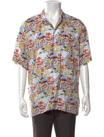 Pre-owned Vilebrequin Linen Graphic Print Shirt In White
