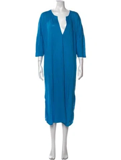 Pre-owned Vilebrequin Linen Long Dress W/ Tags In Blue