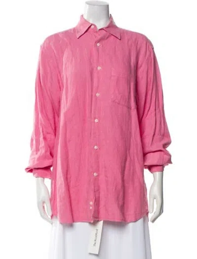Pre-owned Vilebrequin Linen Long Sleeve Button-up Top In Pink