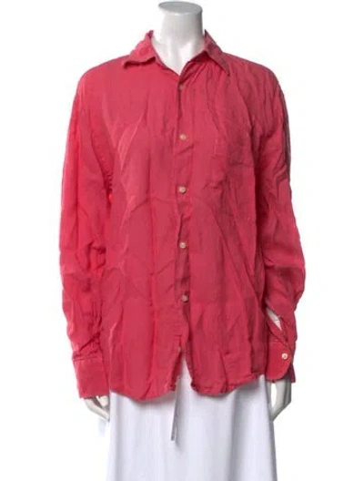 Pre-owned Vilebrequin Linen Long Sleeve Button-up Top In Pink