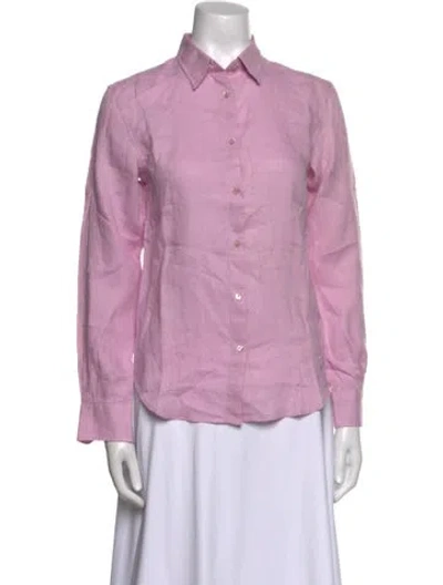 Pre-owned Vilebrequin Linen Long Sleeve Button-up Top In Purple