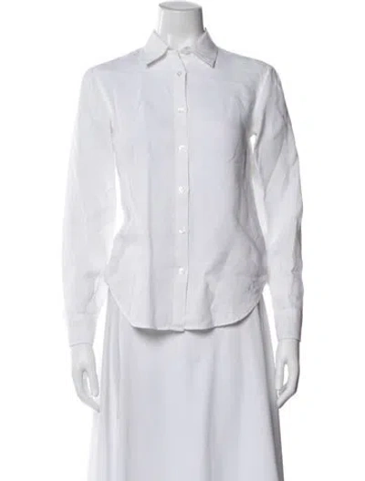 Pre-owned Vilebrequin Linen Long Sleeve Button-up Top In White