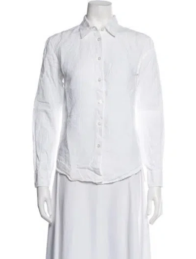 Pre-owned Vilebrequin Linen Long Sleeve Button-up Top In White