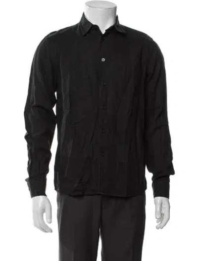 Pre-owned Vilebrequin Linen Long Sleeve Dress Shirt In Black