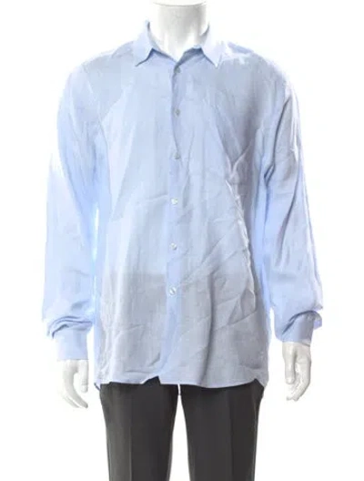 Pre-owned Vilebrequin Linen Long Sleeve Dress Shirt In Blue