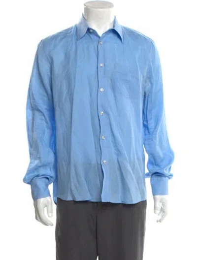 Pre-owned Vilebrequin Linen Long Sleeve Dress Shirt In Blue