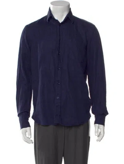 Pre-owned Vilebrequin Linen Long Sleeve Dress Shirt In Blue