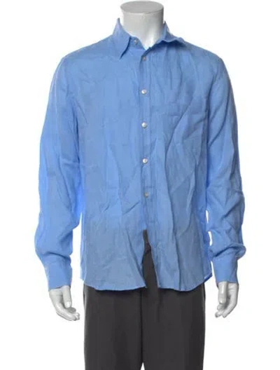 Pre-owned Vilebrequin Linen Long Sleeve Dress Shirt In Blue