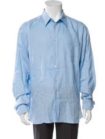 Pre-owned Vilebrequin Linen Long Sleeve Dress Shirt In Blue
