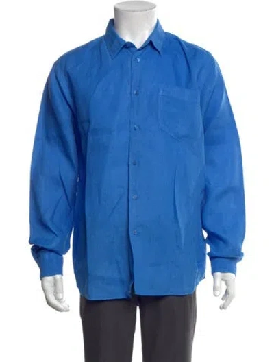 Pre-owned Vilebrequin Linen Long Sleeve Dress Shirt In Blue