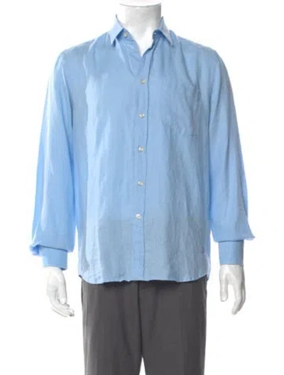 Pre-owned Vilebrequin Linen Long Sleeve Dress Shirt In Blue