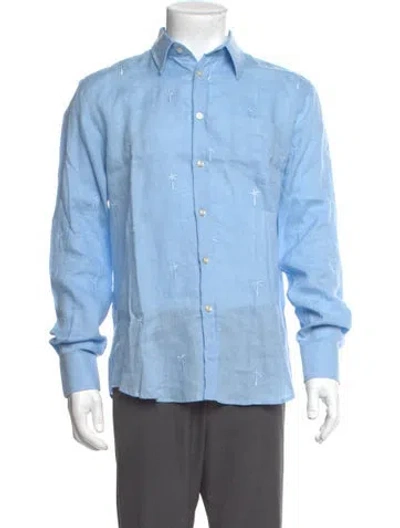 Pre-owned Vilebrequin Linen Long Sleeve Dress Shirt In Blue