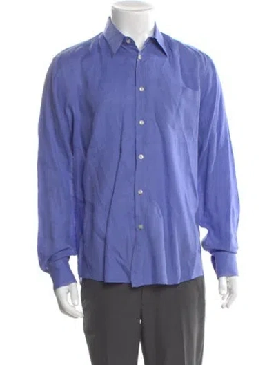 Pre-owned Vilebrequin Linen Long Sleeve Dress Shirt In Blue