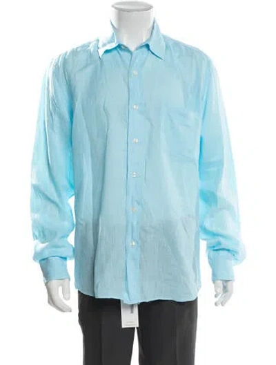 Pre-owned Vilebrequin Linen Long Sleeve Dress Shirt In Blue