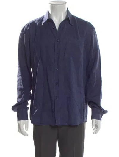 Pre-owned Vilebrequin Linen Long Sleeve Dress Shirt In Blue