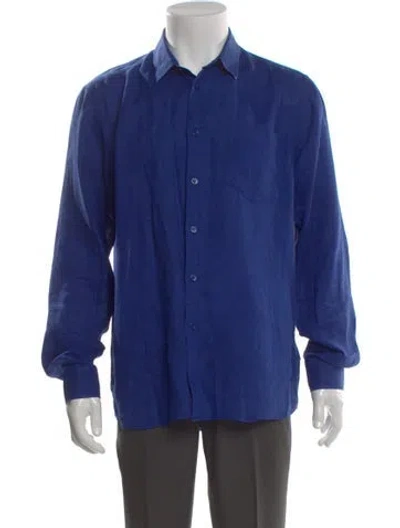 Pre-owned Vilebrequin Linen Long Sleeve Dress Shirt In Blue
