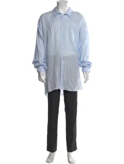 Pre-owned Vilebrequin Linen Long Sleeve Dress Shirt In Blue