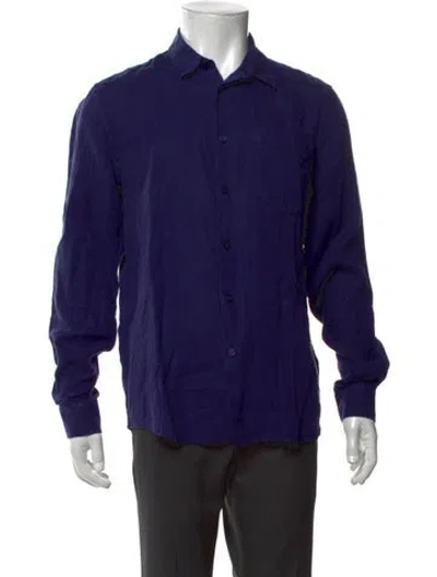 Pre-owned Vilebrequin Linen Long Sleeve Dress Shirt In Blue