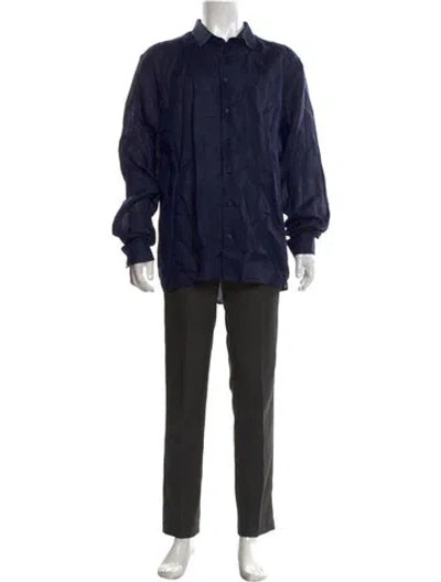 Pre-owned Vilebrequin Linen Long Sleeve Dress Shirt In Blue