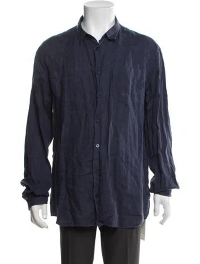 Pre-owned Vilebrequin Linen Long Sleeve Dress Shirt In Blue