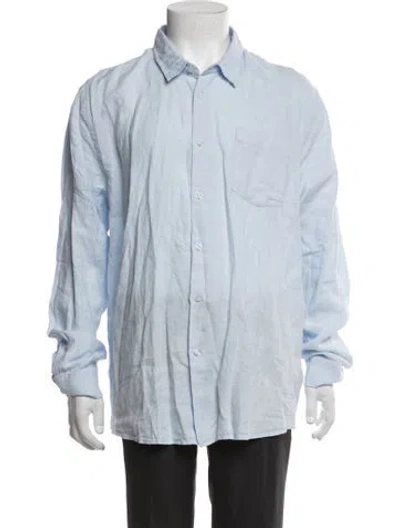 Pre-owned Vilebrequin Linen Long Sleeve Dress Shirt In Blue