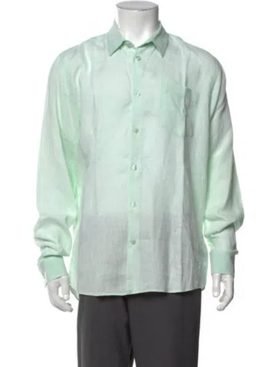 Pre-owned Vilebrequin Linen Long Sleeve Dress Shirt In Green