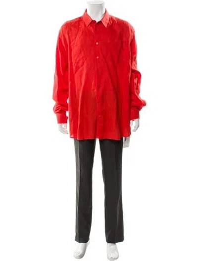 Pre-owned Vilebrequin Linen Long Sleeve Dress Shirt In Orange