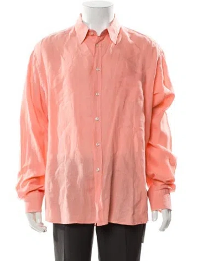 Pre-owned Vilebrequin Linen Long Sleeve Dress Shirt In Orange