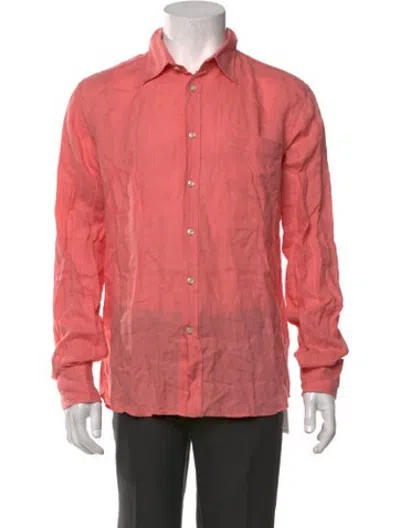 Pre-owned Vilebrequin Linen Long Sleeve Dress Shirt In Orange