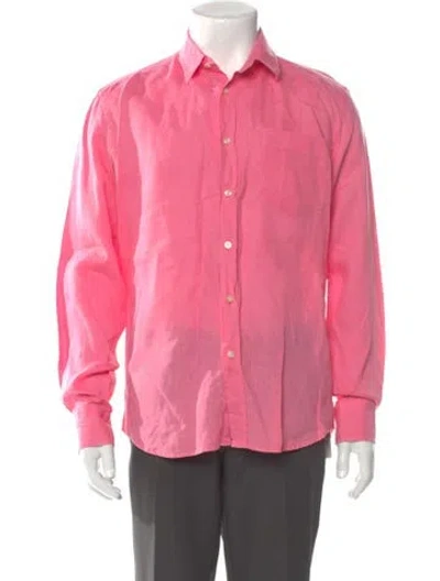 Pre-owned Vilebrequin Linen Long Sleeve Dress Shirt In Pink