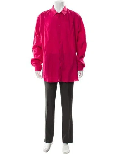 Pre-owned Vilebrequin Linen Long Sleeve Dress Shirt In Pink