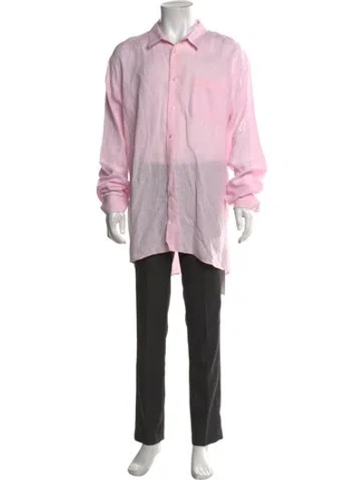 Pre-owned Vilebrequin Linen Long Sleeve Dress Shirt In Pink