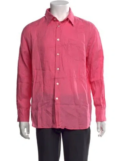 Pre-owned Vilebrequin Linen Long Sleeve Dress Shirt In Pink