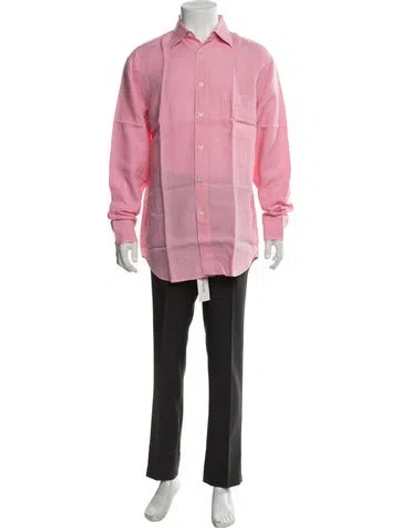 Pre-owned Vilebrequin Linen Long Sleeve Dress Shirt In Pink