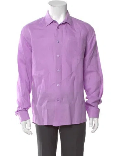 Pre-owned Vilebrequin Linen Long Sleeve Dress Shirt In Purple