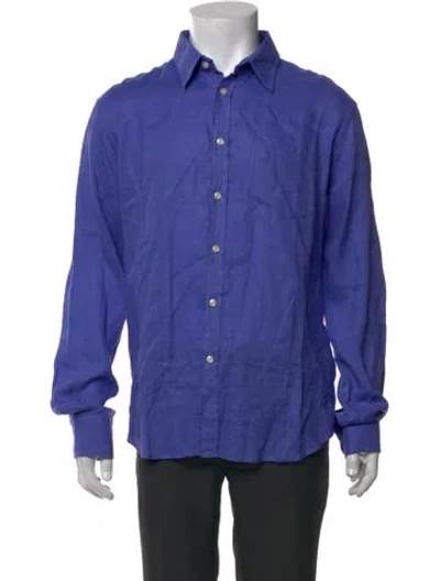 Pre-owned Vilebrequin Linen Long Sleeve Dress Shirt In Purple
