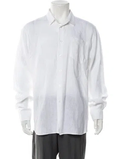Pre-owned Vilebrequin Linen Long Sleeve Dress Shirt In White