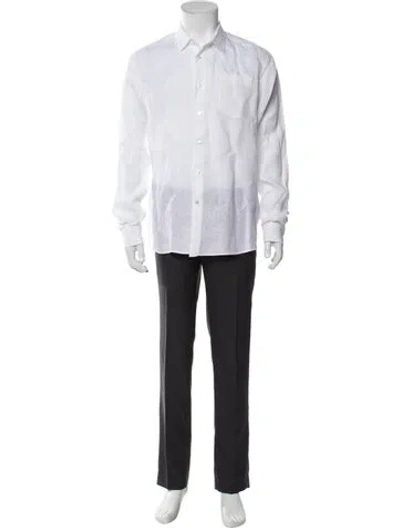 Pre-owned Vilebrequin Linen Long Sleeve Dress Shirt In White