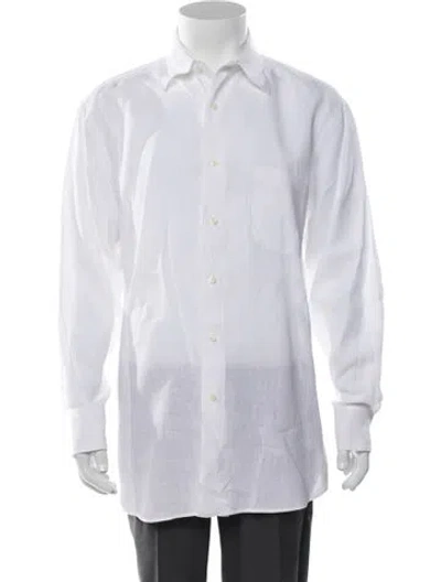 Pre-owned Vilebrequin Linen Long Sleeve Dress Shirt In White